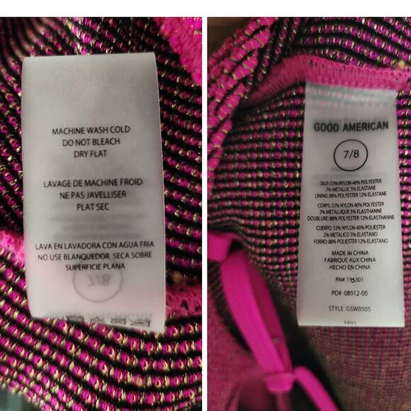 Good American Always Fits One Piece Swimsuit in Fuchsia Pink Metallic - Picture 11 of 12